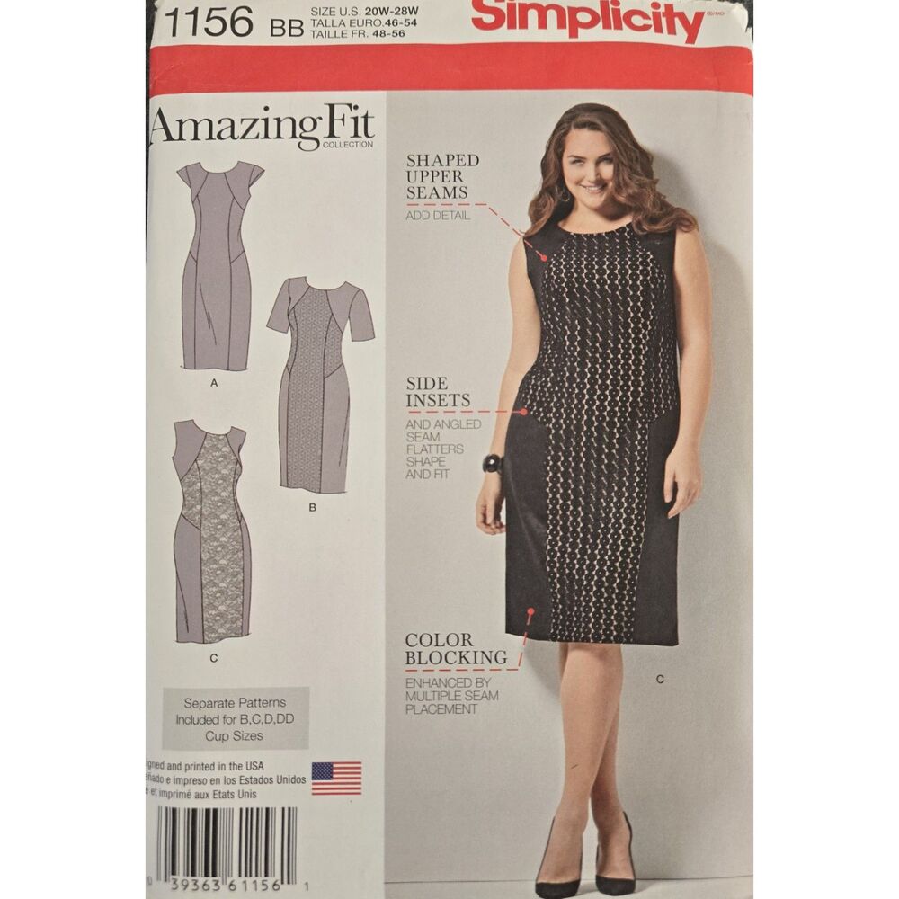 Simplicity Dress Pattern 1156 BB Women 20W-28W Amazing Style Fit